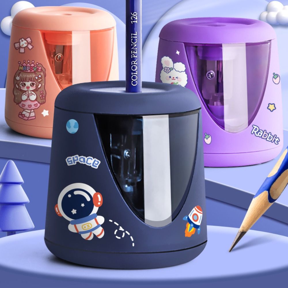 Electric Pencil Sharpener Usb - Affilapenne Elettrico Automatico con Adesivi Decorativi,