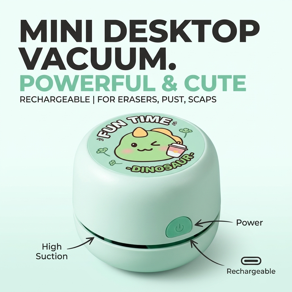 Mini Desktop Vacuum Cleaner For Eraser Dust - Aspirapolvere da Scrivania Mini Ricaricabile Senza