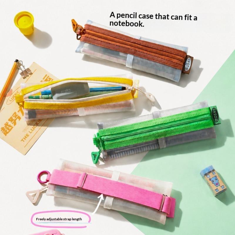 Clear Mesh Pencil Pouch For Exam - Astuccio Trasparente in Rete con Doppia