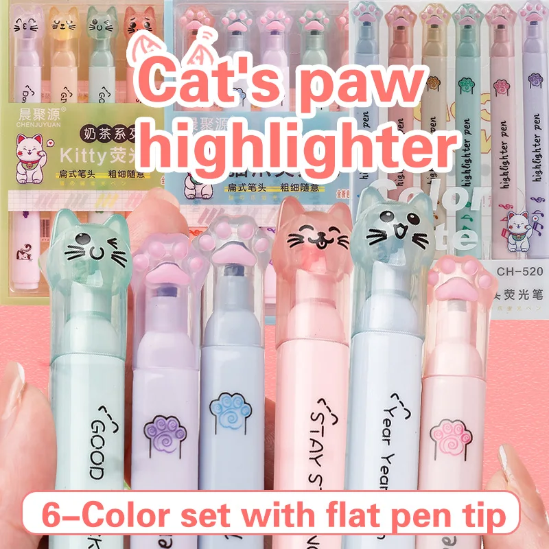 6 pezzi/pacco Kawaii Cat Claw  - Pastel Highlighter Set Double Ended recensione e prezzo